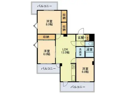 アローハイム健軍東(3LDK/7階)の間取り写真