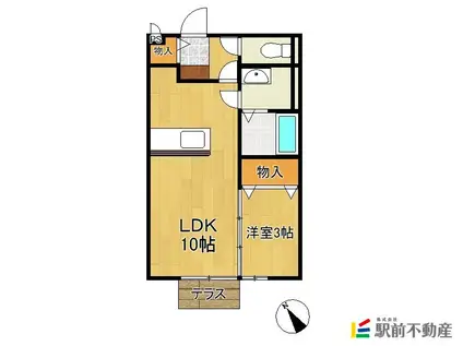 グランドールシャトーC棟(1LDK/1階)の間取り写真