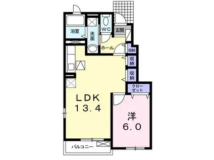 セイバリーB(1LDK/1階)の間取り写真