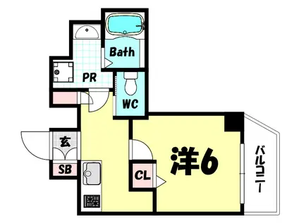 ERCITYS三宮イースト(1K/2階)の間取り写真