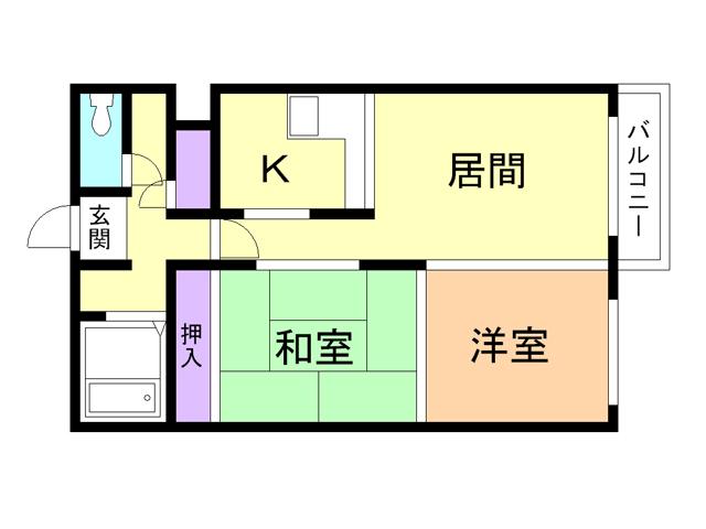 プラザユーホーム(2LDK/4階)の間取り写真