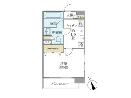 エコロジー白山レジデンス(1K/8階)の間取り写真