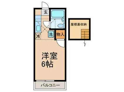 ヴィラ桜新町(ワンルーム/2階)の間取り写真