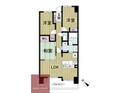 レジディア都島II(3LDK/2階)の間取り写真