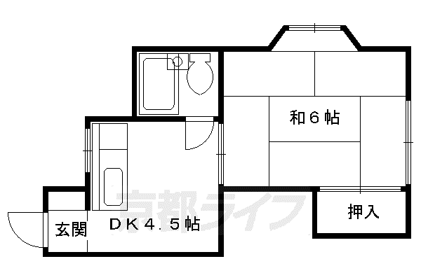 バンブーハイツ(1DK/1階)の間取り写真