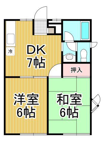 ハイツS&Kパート1 B棟(2DK/1階)の間取り写真