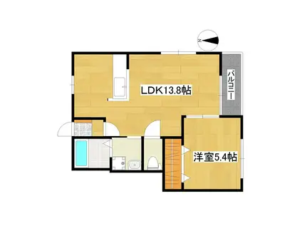 RETREAT O(1LDK/1階)の間取り写真