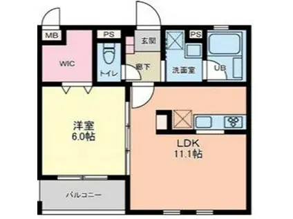 マイエス櫛引(1LDK/1階)の間取り写真