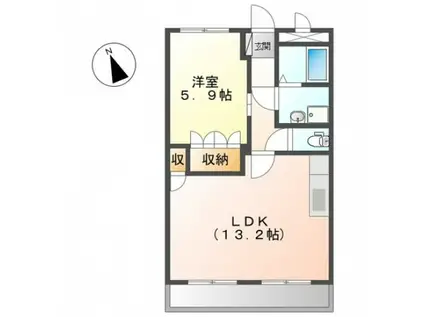 セントフィールド葛城Ⅱ(1LDK/2階)の間取り写真