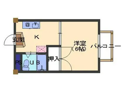 屋代ハイツ田中(1K/1階)の間取り写真