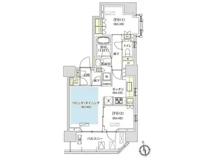 パークホームズ西荻窪アベニュー(2LDK/8階)の間取り写真
