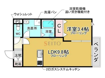 AGRE石橋(1LDK/3階)の間取り写真