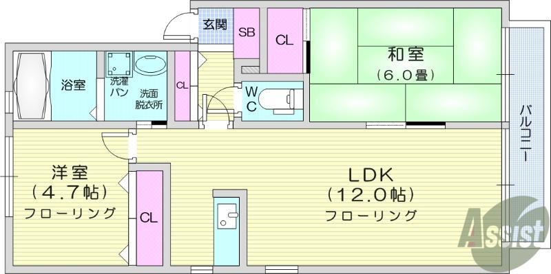 セフィラ福田町六番館(2LDK/1階)の間取り写真