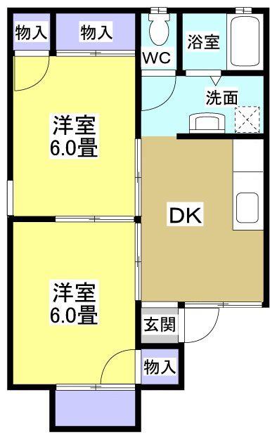 メゾン永井(2DK/2階)の間取り写真