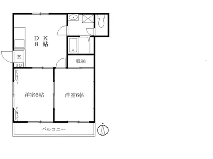 東京メトロ丸ノ内線 南阿佐ケ谷駅 徒歩7分 2階建 築34年(2DK/2階)の間取り写真