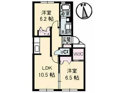 フレヴェール(2LDK/1階)の間取り写真