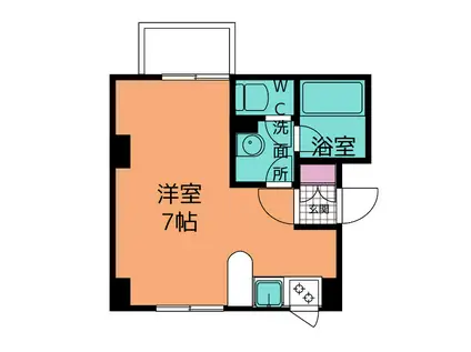 インナーコート(ワンルーム/3階)の間取り写真