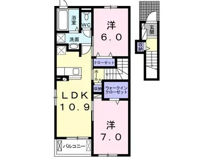 アルモニーヒル(2LDK/2階)の間取り写真