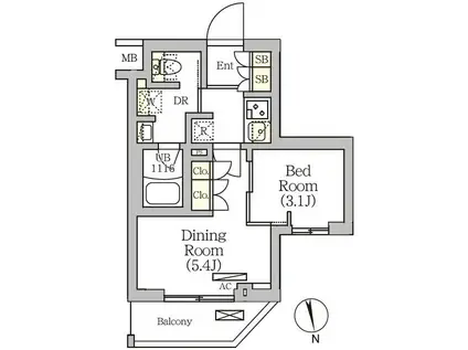 ARKMARK南品川(1DK/4階)の間取り写真