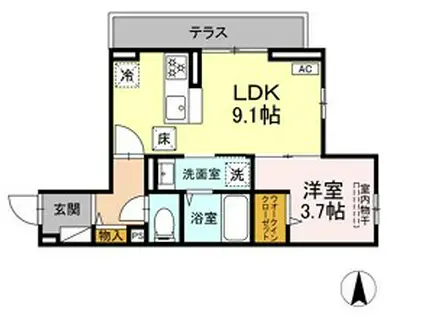 D PAINA松見町(1LDK/1階)の間取り写真