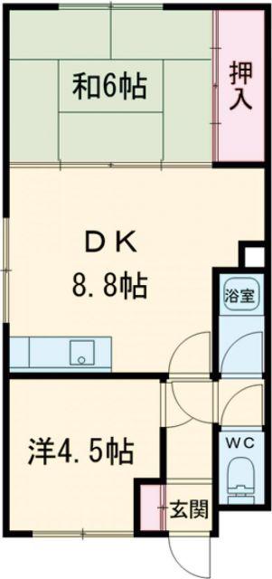 アクアマリン富岡(2DK/2階)の間取り写真