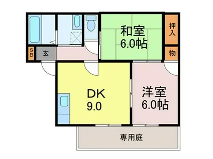 パストラルハイツA棟(2DK/1階)の間取り写真