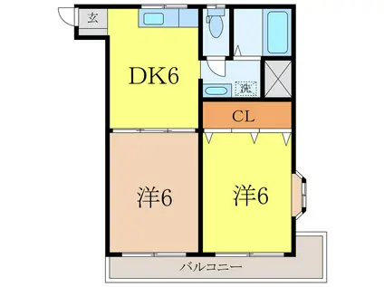 高崎マンション(2DK/4階)の間取り写真