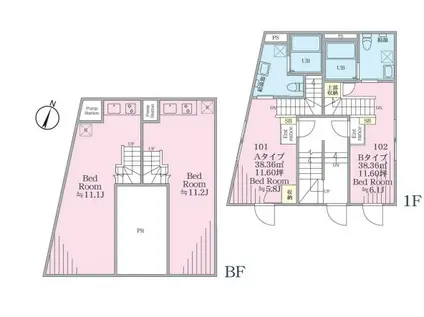 プレジール三軒茶屋(1LDK/B1階)の間取り写真