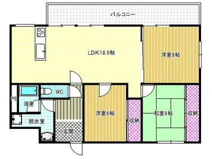 ハウスフル ヨシヒロ(3LDK/4階)の間取り写真