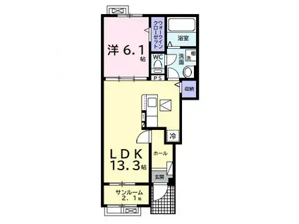 カナサティーラ(1LDK/1階)の間取り写真