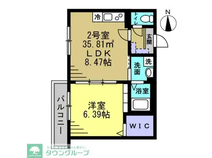 セミカ葛城 II(1LDK/2階)の間取り写真