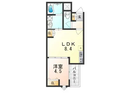 ステラキャットハート(1LDK/3階)の間取り写真