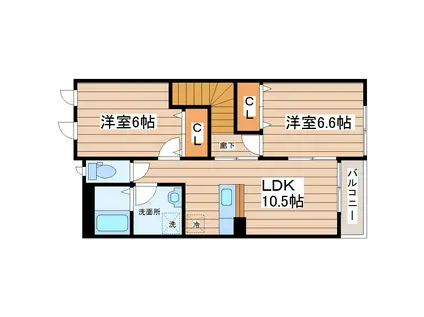 プラッツ・ステージI(2LDK/2階)の間取り写真