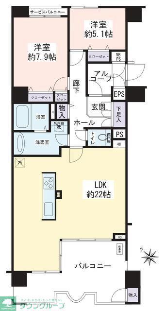 シンフォニックヒルズかがやきの街 8号棟(2LDK/6階)の間取り写真