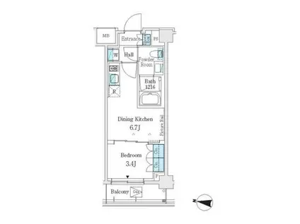 J.GRAN COURT 品川西大井ウエスト(1DK/4階)の間取り写真