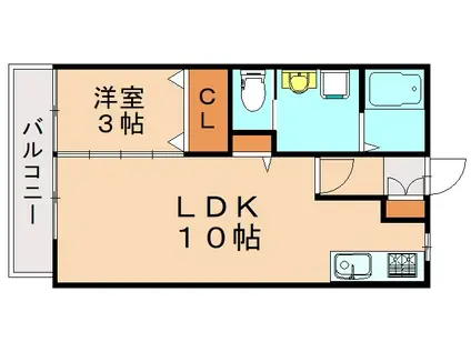 サクシード引野A(1LDK/2階)の間取り写真