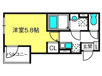 MELDIA上峰4丁目(1K/1階)の間取り写真