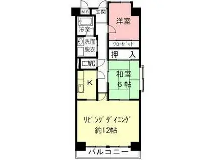 シャルマン平和(2LDK/10階)の間取り写真