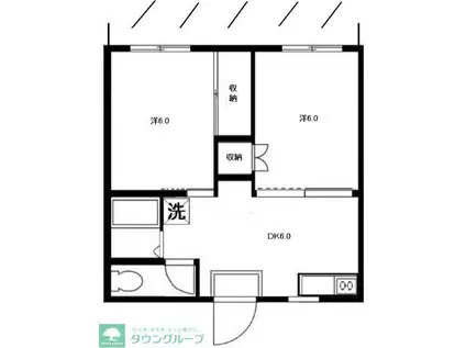 グリーンハイツ籠原(2DK/1階)の間取り写真