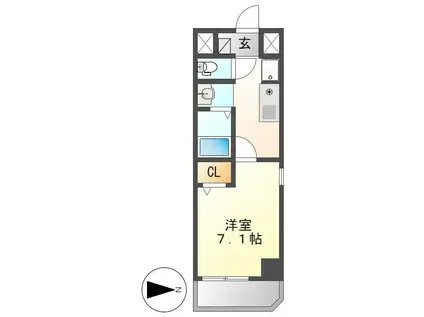 グランディア那古野(1K/9階)の間取り写真