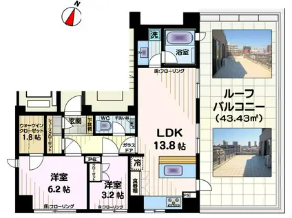 レジデンス別所(2LDK/4階)の間取り写真