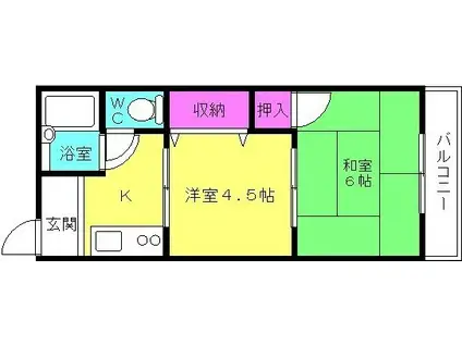 メゾン南粟津(2K/2階)の間取り写真