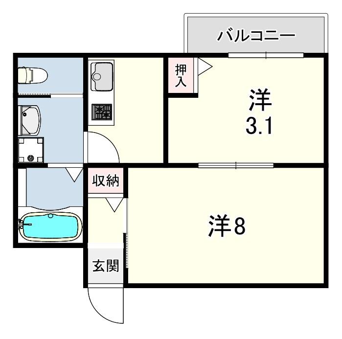 アジール・シエル(1LDK/1階)の間取り写真