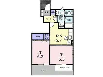 グラスランドレジデンスF(2DK/1階)の間取り写真