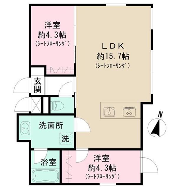 CASA PIAZZA 目黒大岡山(2LDK/2階)の間取り写真