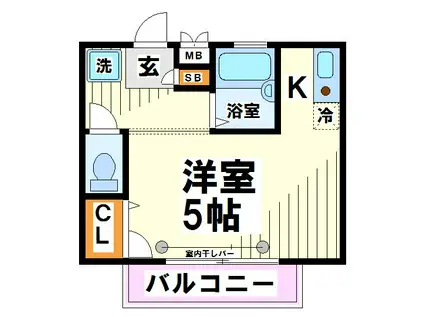 ボヌールあさひ(ワンルーム/1階)の間取り写真