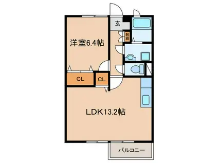 グリーンハイツ カミヤ(1LDK/1階)の間取り写真