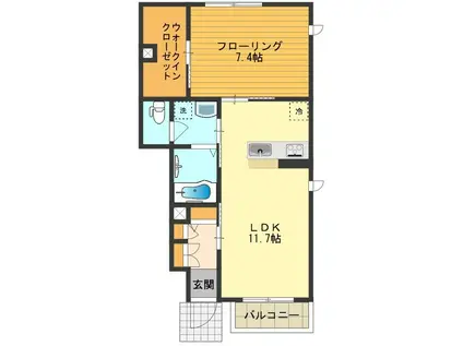 メゾン・フォンテIII(1LDK/1階)の間取り写真