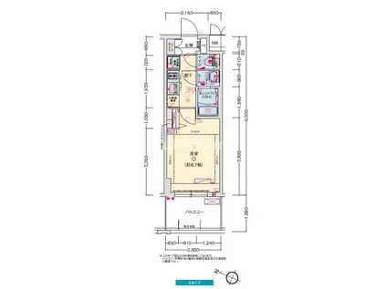 プレサンス神戸セレスティア(1K/11階)の間取り写真