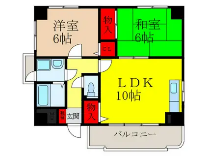 アルカディーナ八尾(2LDK/8階)の間取り写真
